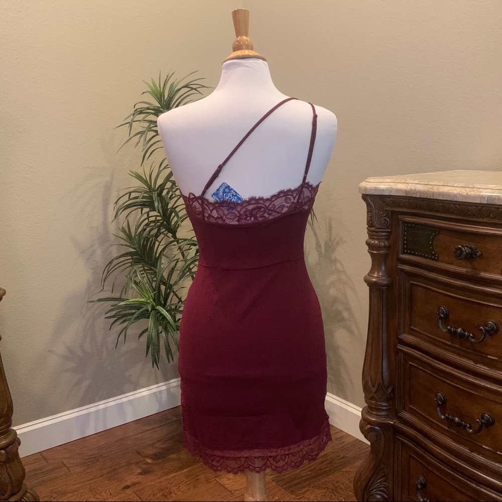NWT Free People Premonitions Bodycon Dress XS Fitted Mini Tight X-Small Wine - Picture 9 of 14